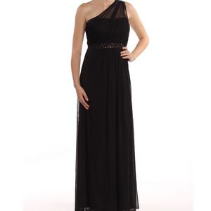 Adrianna Papell asymmetric embellished black gown